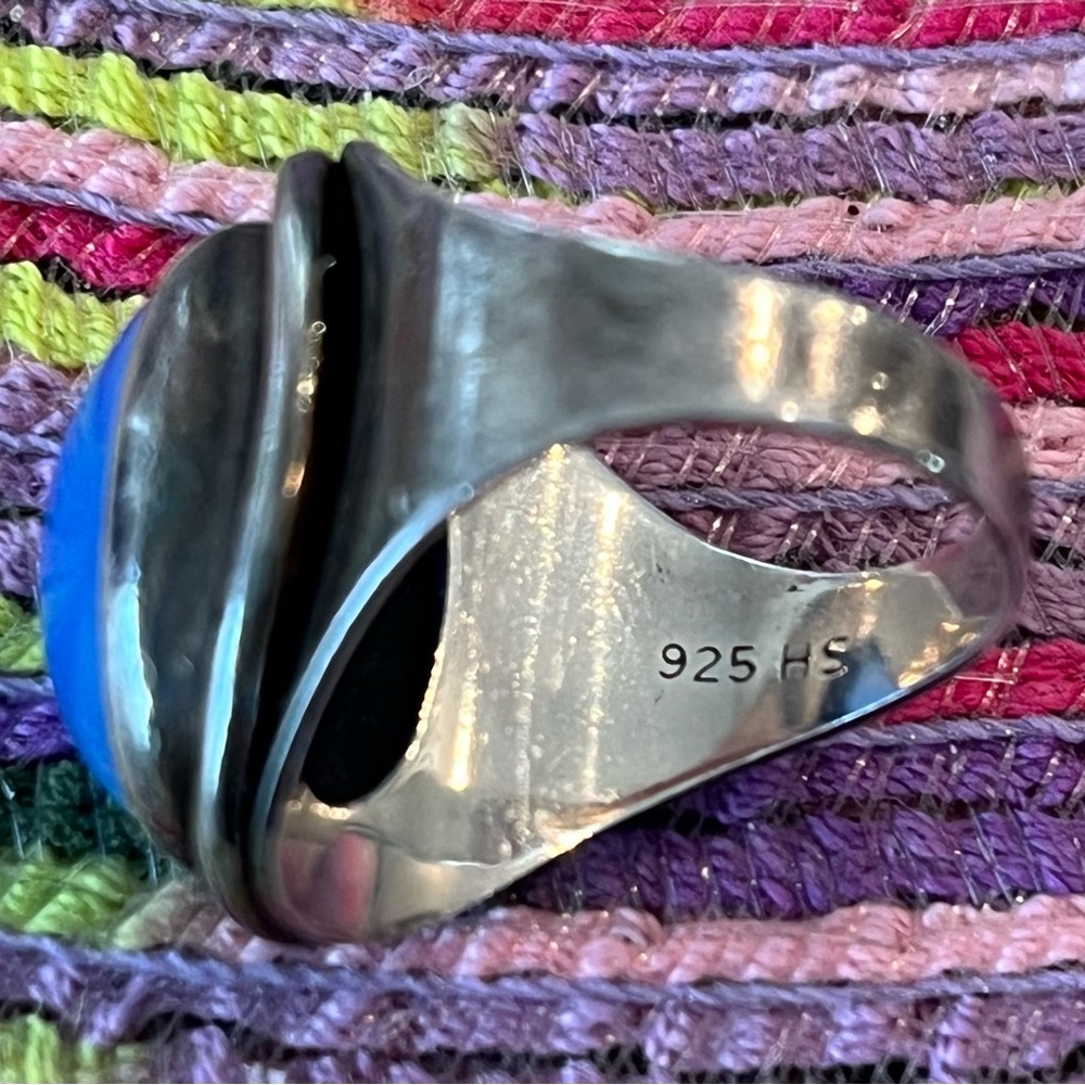 Vintage .925 Sterling Silver Ring With Blue Stone Size 7 - 7.25 Beautiful - Picture 4 of 4